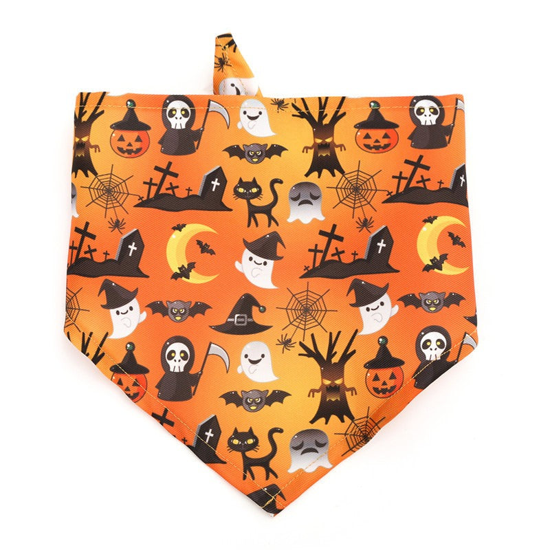 Dog saliva towel Halloween funny pumpkin head large dog neck pet saliva towel