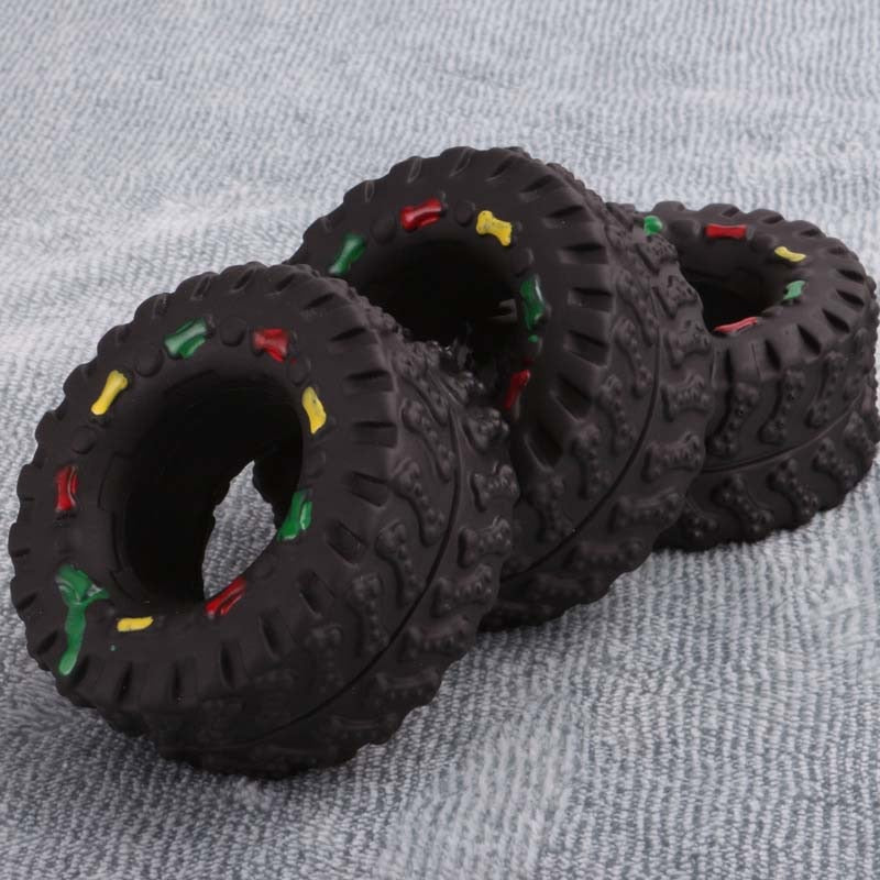 Mini Elasticity Tire Dog Cat Toy Squeak Sound Chew Treat Holder Funny Puppy Training molar Toys Dog Interactive Pet Supplies