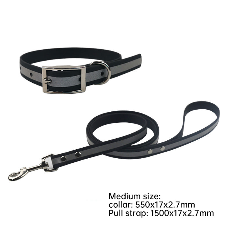 Night Reflective Film Pvc Dog Traction Strap Dog Walking Rope Pet Set Collar Strap Dog Walking Chain