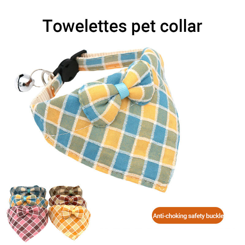 Pet Cats And Dogs Bow Collar Polyester Cotton Triangle Towel Drooling Towel Collar New