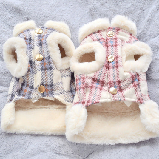 Dog Clothing Warm and Fluffy In Autumn and Winter Can Be Pulled Vest Teddy Bear Small Dog Cat Pet Clothing