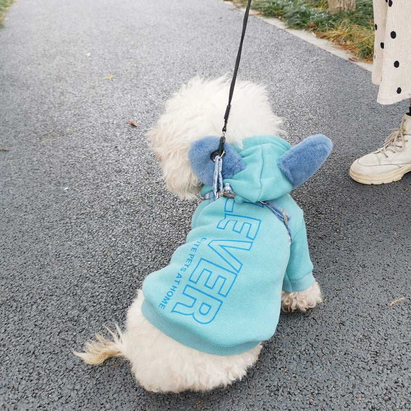 Pet Clothes Hooded Plush Sweater Casual Comfortable Warm Dog Clothes