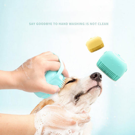 Pet Massage Brush Silicone Bath Brush Back Towel Bath Shampoo Brush