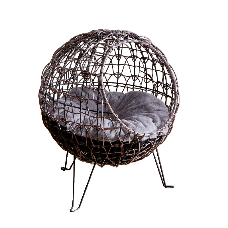 Cat'S Nest Imitation Rattan Warm Semi Closed Rattan Woven All Season Universal Washable Cat Bed Articles