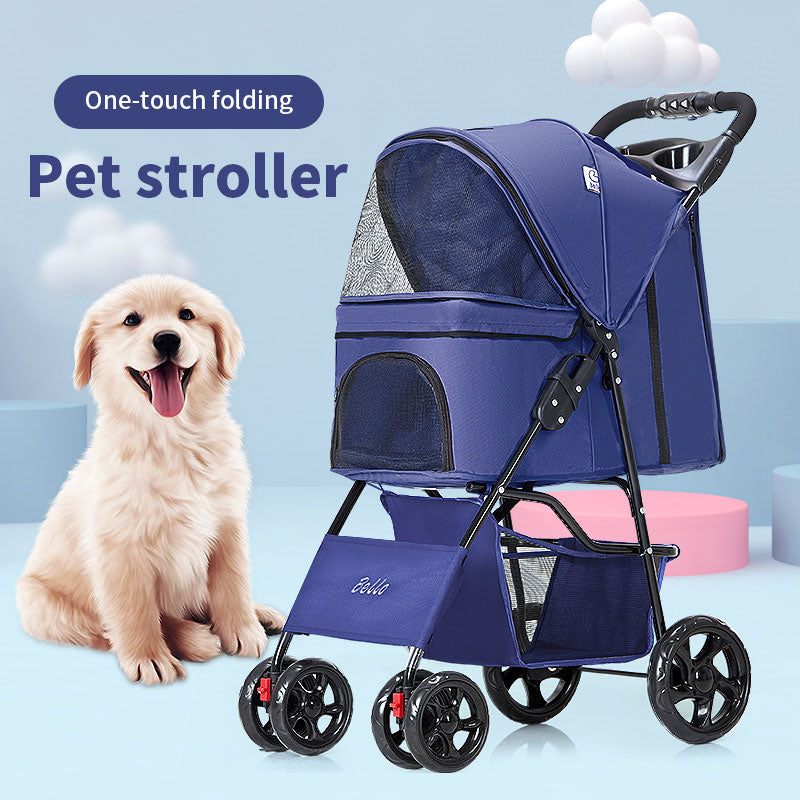 Pet Summer Cat Cart Light Dog Folding Pet Cart Four Wheeled Dog Travel