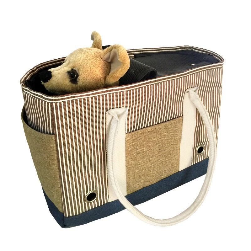 Outdoor Shoulder Handheld Striped Pet Bag Out Of The Bag Summer Portable Handheld Cat Bag