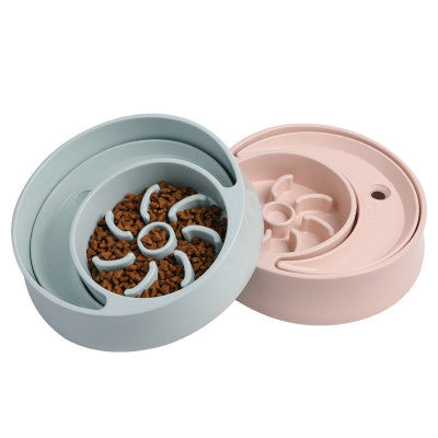 Sun Moon Shaped Drinking And Eating Dual-Use Cat Dog Bowl Slow Eating Bowl Cat Dog Bowl Large Anti Choking Dog Bowl