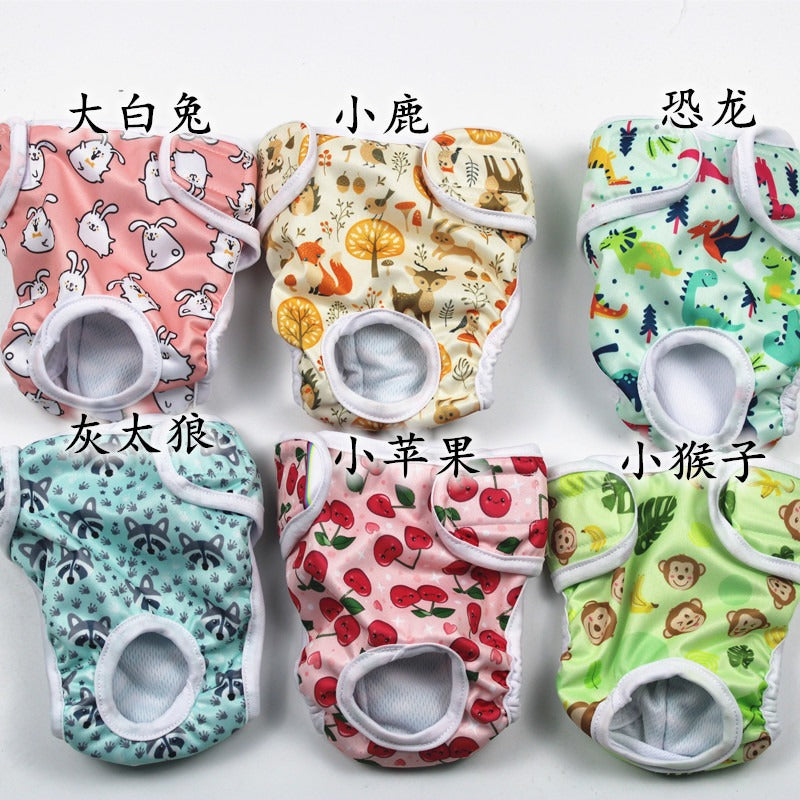 Pet Physiological Pants Cartoon Animal Print Anti Harassment Menstrual Diaper Dog Diapers