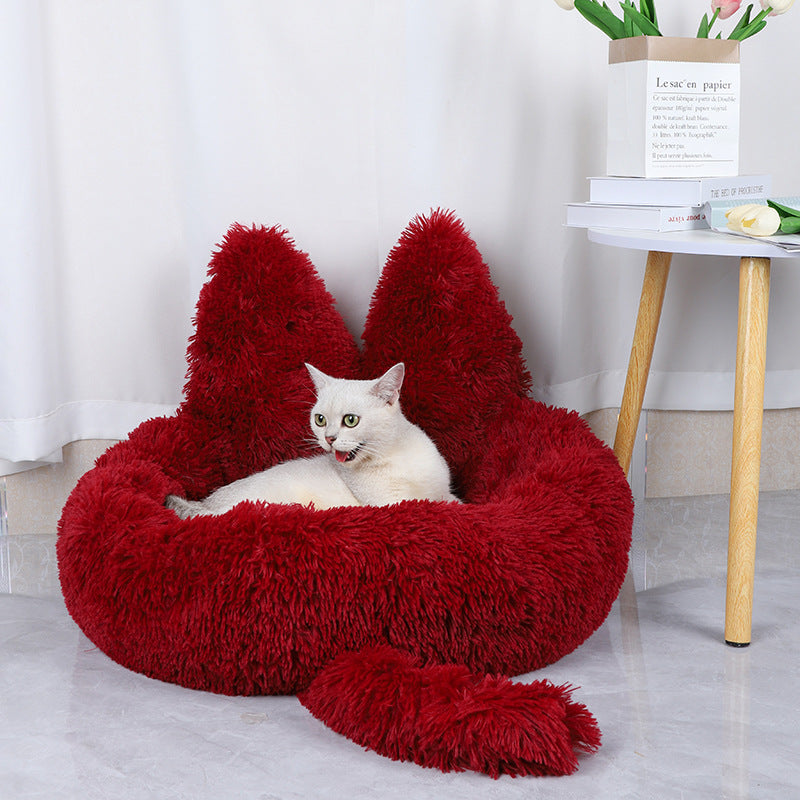 Round Cat House All Season Long Plush Pet House Cat House Warm Pet Supplies Dog Bed Pet Bed Pet Mat