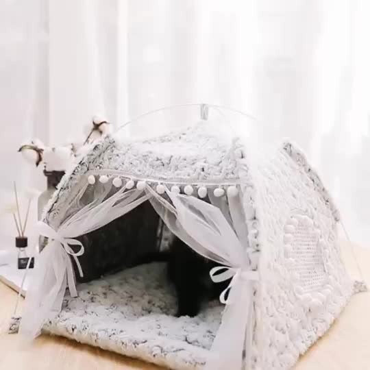 Cat Nest Summer Cat Tent Cat House Semi enclosed Pet Bed Four Seasons Dog Nest Villa Bed Supplies