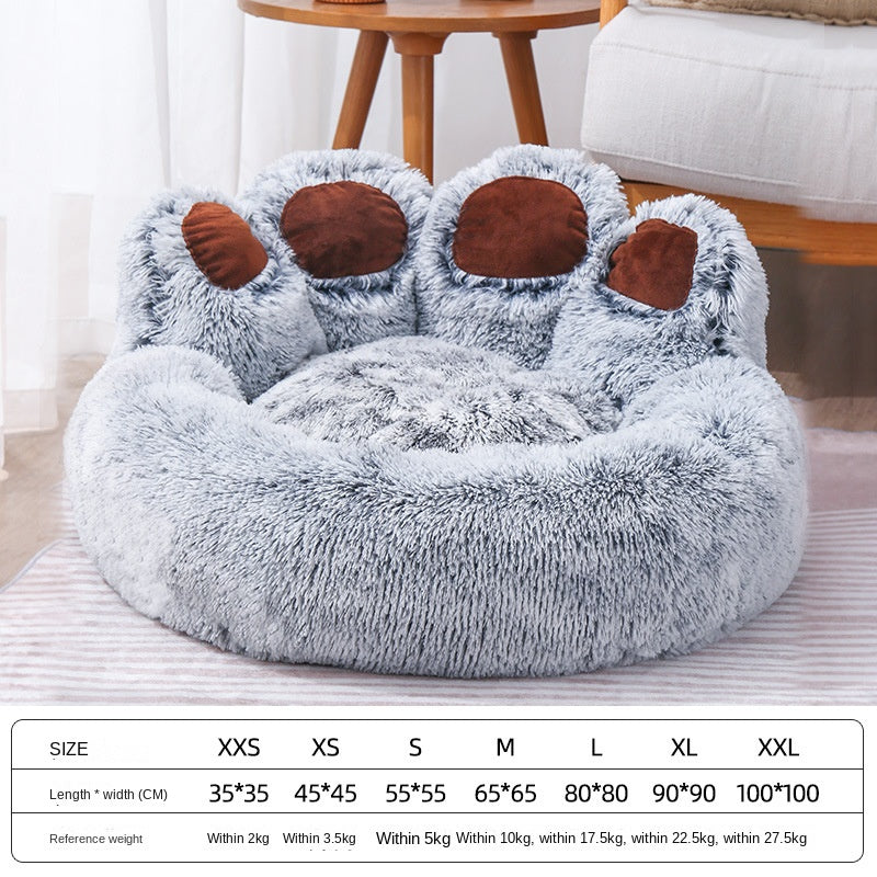 New Creative Cute Paws Long Hair Pet Kennel Lock Temperature Warm Four-Season General-Purpose Dog Kennel Pad