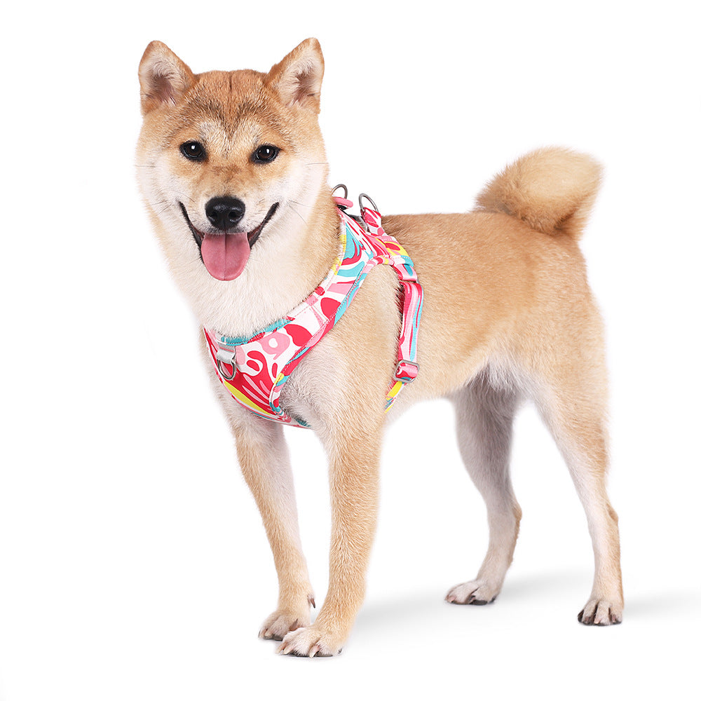 Printed Pet Chest Strap Anti-Breakaway Dog Leash Small And Medium-Sized Dogs Traction Rope