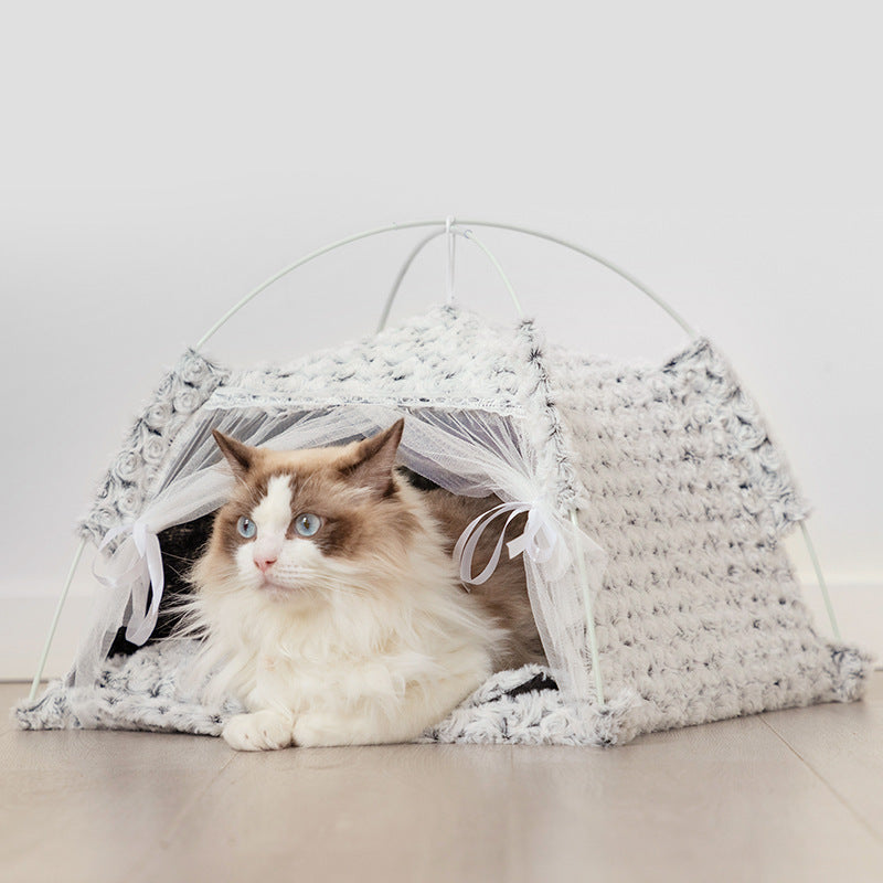 Cat Four Seasons Cat Kennel Dog Kennel Removable Cotton and Hemp Tent Kennel Small and Medium Sized Cat and Dog Pet Supplies