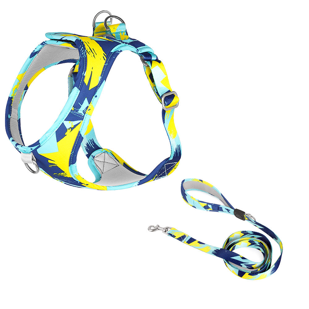 Printed Pet Chest Strap Anti-Breakaway Dog Leash Small And Medium-Sized Dogs Traction Rope