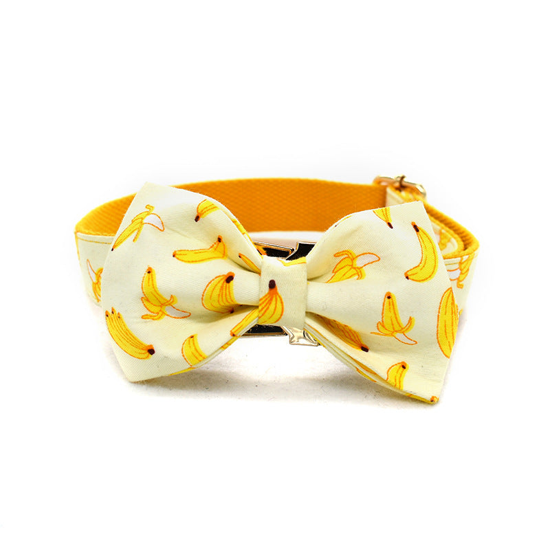 Yellow Banana Dog Traction Rope Pet Collar Pet Supplies Can Be Engraved With Gold Metal Buckle 1.5m Rope