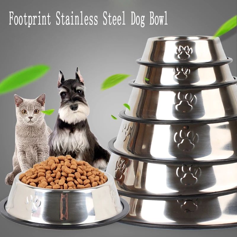 Stainless Steel Dog Bowl High-Grade Non-Slip Pet Bowl Pet Food Bowl Food Utensils 6 Sizes Pet Supplies