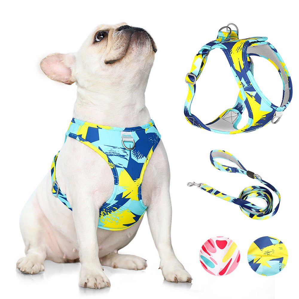 Printed Pet Chest Strap Anti-Breakaway Dog Leash Small And Medium-Sized Dogs Traction Rope