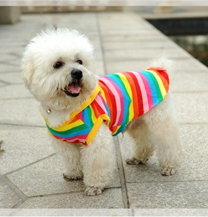 Pet Pet Tiger Pet Clothing Dog Clothes Spring Summer And Autumn Colorful Striped Teddy Vest Cat Supplies Cotton