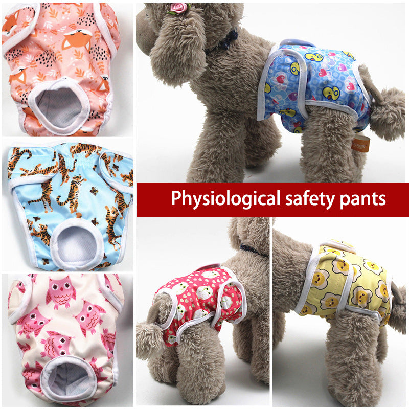 Pet Physiological Pants Cartoon Animal Print Anti Harassment Menstrual Diaper Dog Diapers