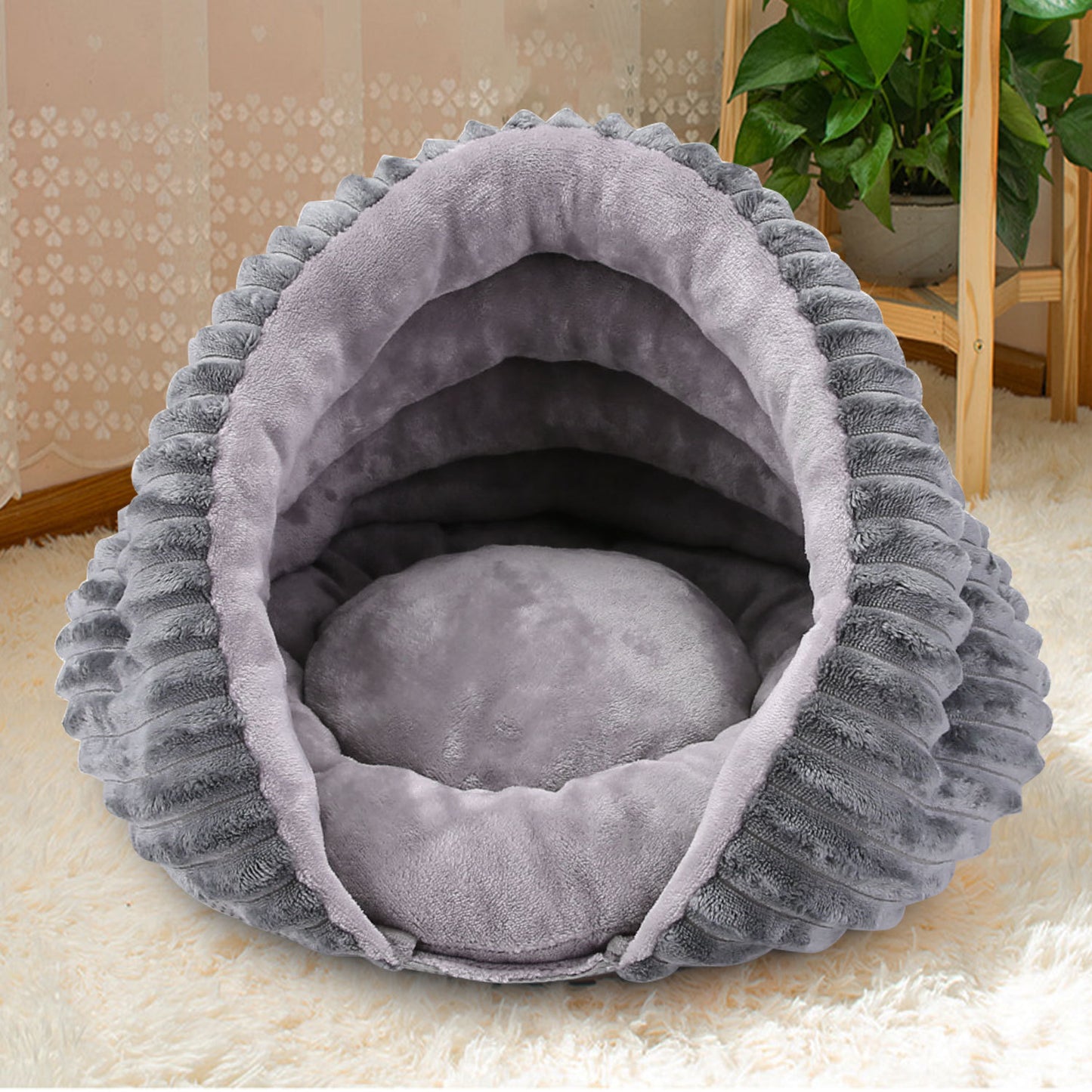 Conch Cat's Nest Creative Pet Dog's Nest Bed Small Dog Half Enclosed Removable and Washable Warm in Winter