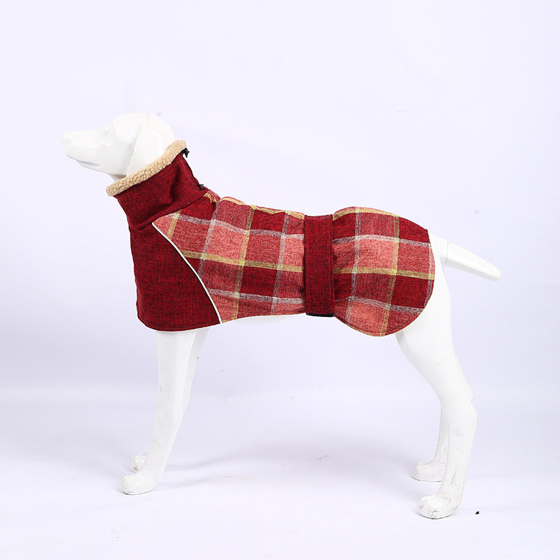 Pet Clothes Autumn And Winter New Plaid Jacket Cold Cotton Coat Pet Supplies