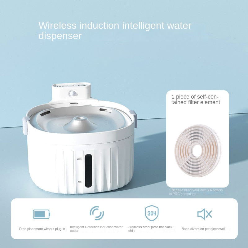 Pet Water Dispenser Automatic Circulation Live Water Wireless Unplugged Intelligent Infrared Sensor Cat Dog Water Dispenser