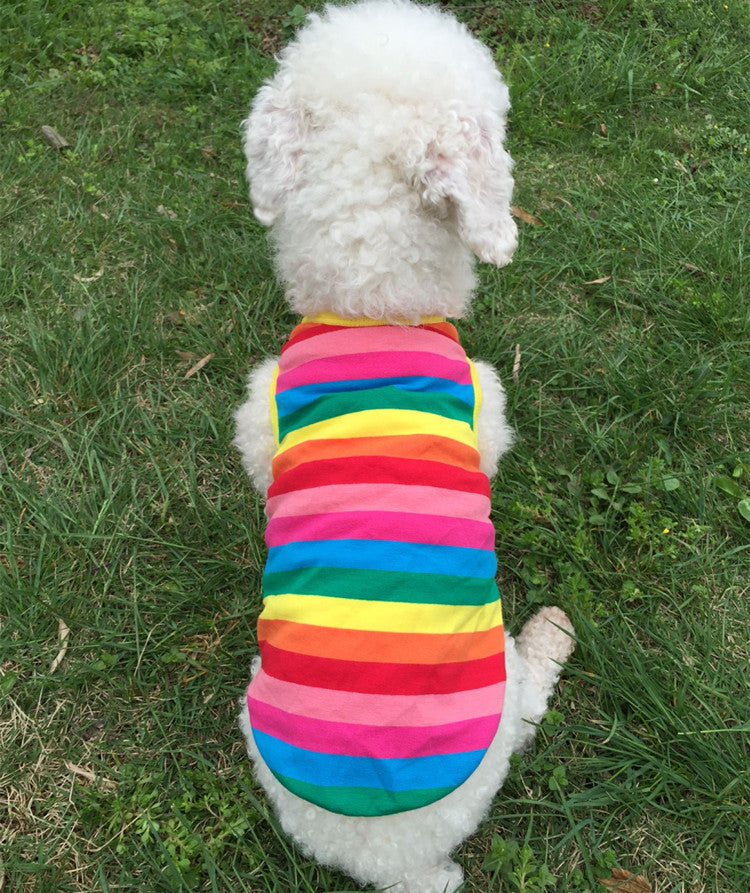 Pet Pet Tiger Pet Clothing Dog Clothes Spring Summer And Autumn Colorful Striped Teddy Vest Cat Supplies Cotton