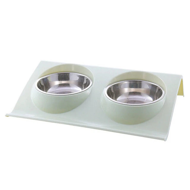 Dog Food Double Bowl Pet Products Stainless Steel Pet Bowl Pet Feeding Tool Tableware Cat Dog Puppy Travel Feeding Feeder