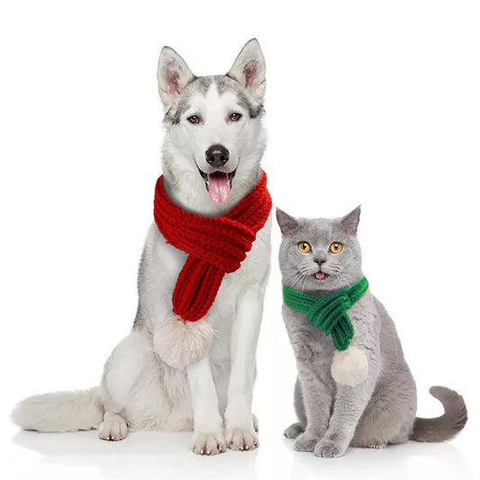 Pet Knitted Christmas Scarf Creative VIP Teddy Scarf Cat Dog Pet Supplies