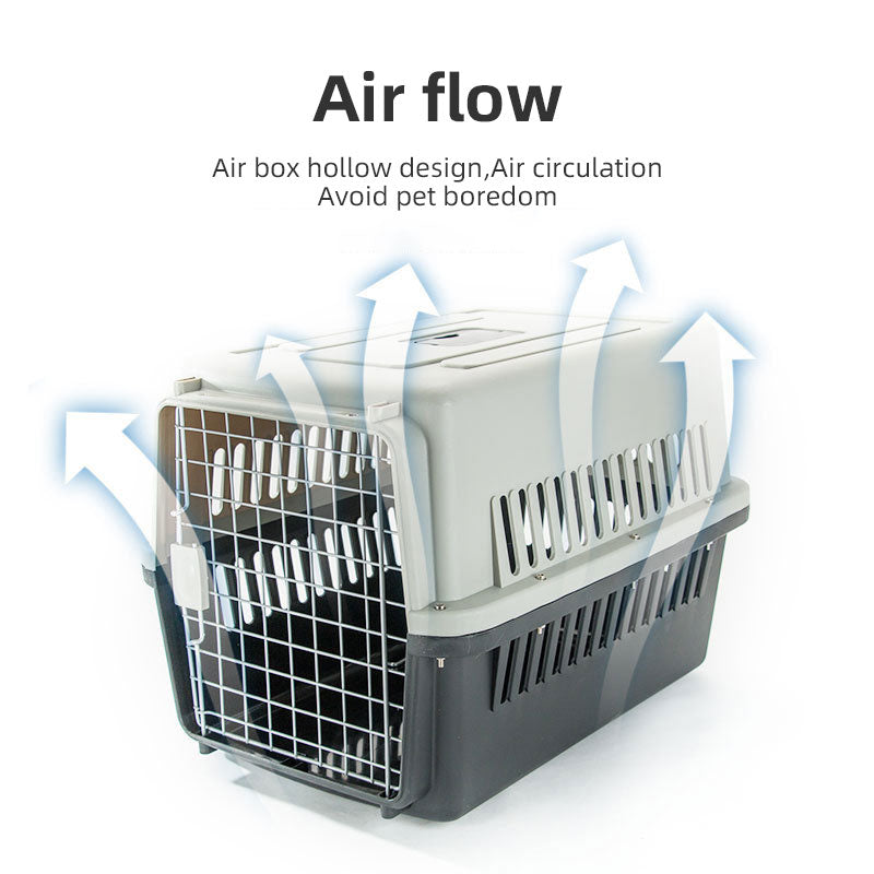 Pet Aviation Box Dog Large Car Dog Cage Checked Small, Medium and Large Dog and Cat Cage Portable Out