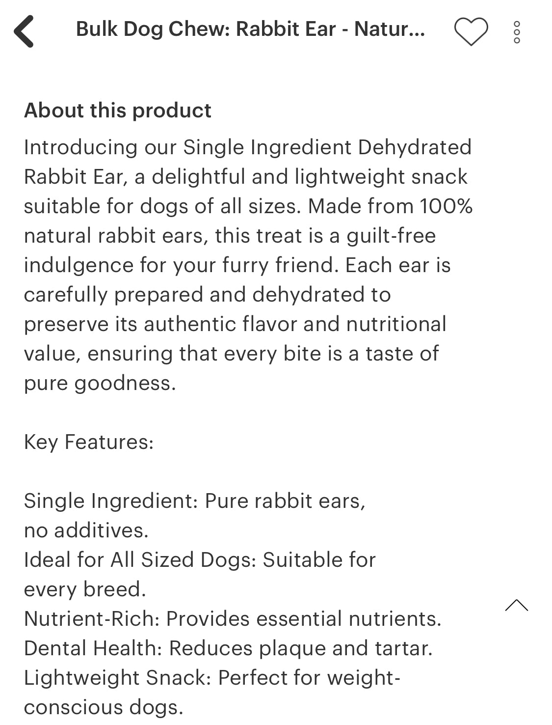 Rabbit Ears, Treats for Dogs