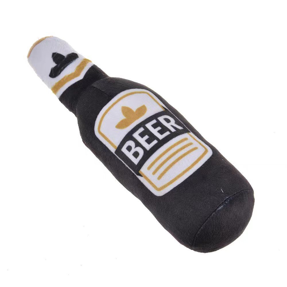 New Plush Filled Vodka Whisky Bottle Squeaking Noise Pet Dog Bite Resistant Molar Toy