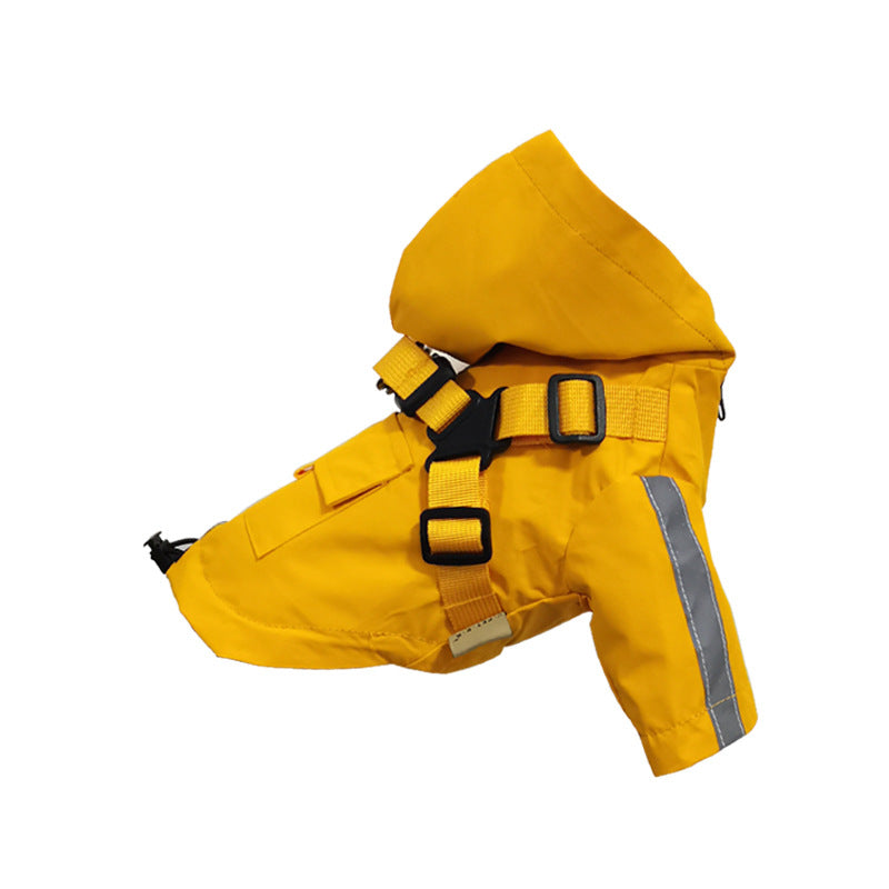 Pet Raincoat Dog All-Weather Raincoat Pu Outdoor Reflective Pet Poncho