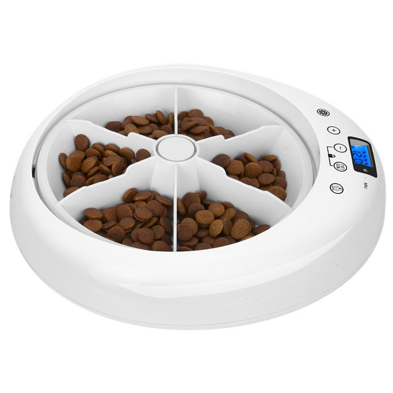 New Automatic Pet Feeder Intelligent Feeding 6-Meal Timing And Quantitative Led Blue Light Display Anti Pinch Foot