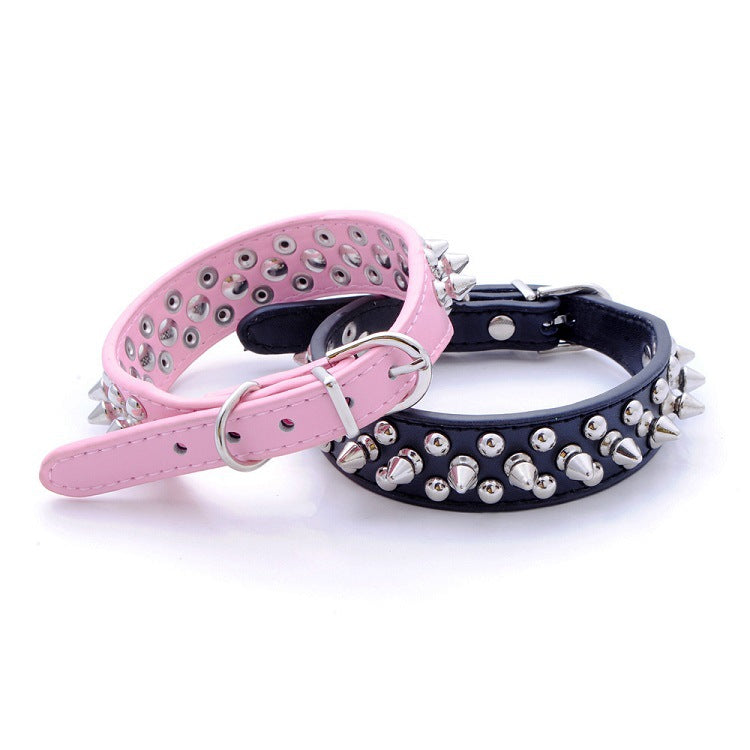 PU Leather Round Head Anti Bite Pet Collar Cool Rivet Nail Bullet Nail Punk Cat Dog Collar