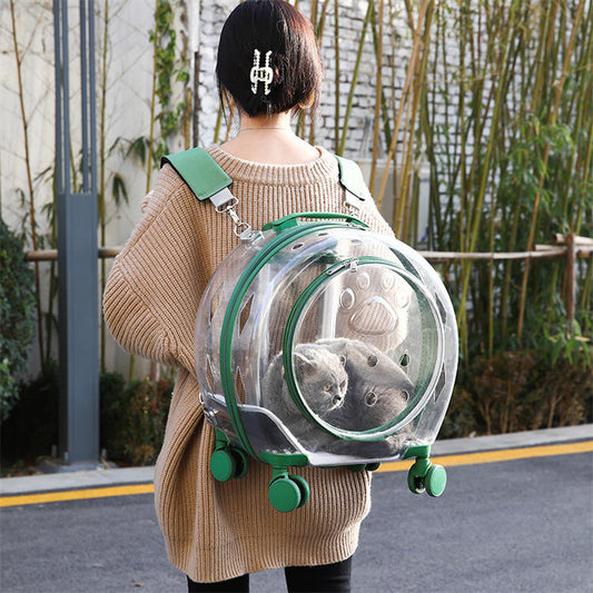 Pet Trolley Case Transparent Cat Bag Multifunctional Cat Bubble Box Portable Space Capsule Dog Backpack