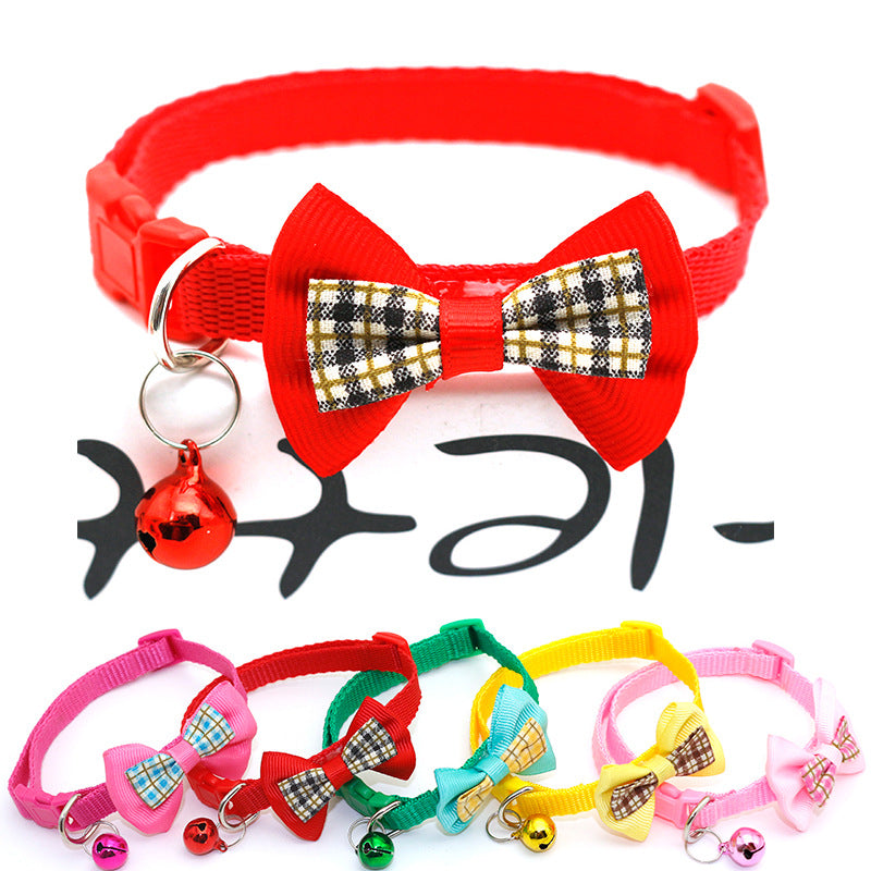 New Pet Lattice Bow Collar For Cats And Dogs