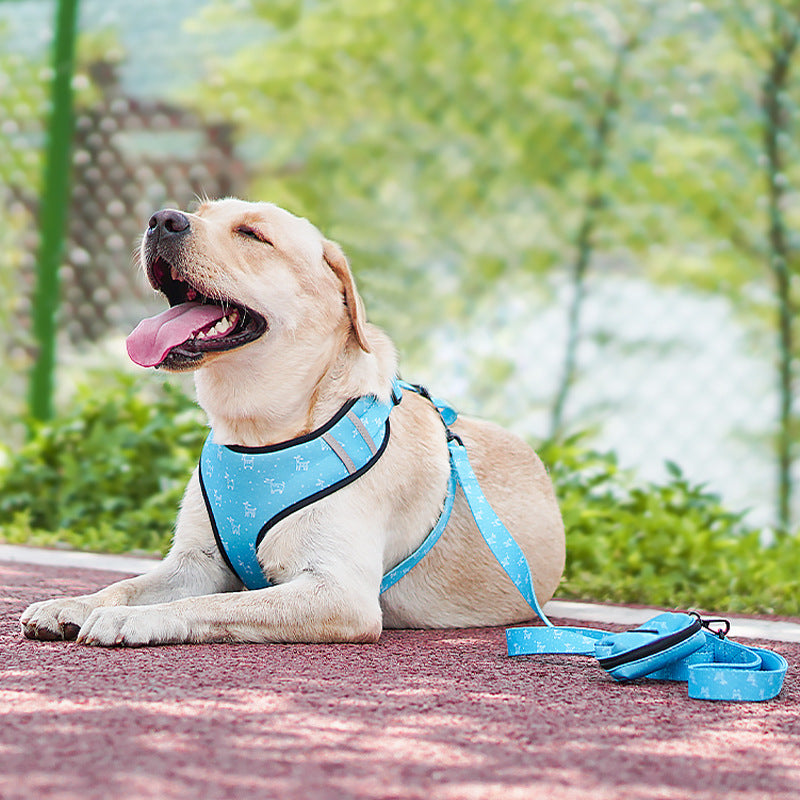 Printed Six-Piece Pet Supplies Comfortable Polyester Dog Strap With Double-Sided Printing Dog Chest Strap