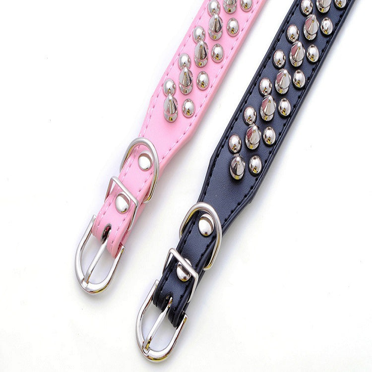 PU Leather Round Head Anti Bite Pet Collar Cool Rivet Nail Bullet Nail Punk Cat Dog Collar