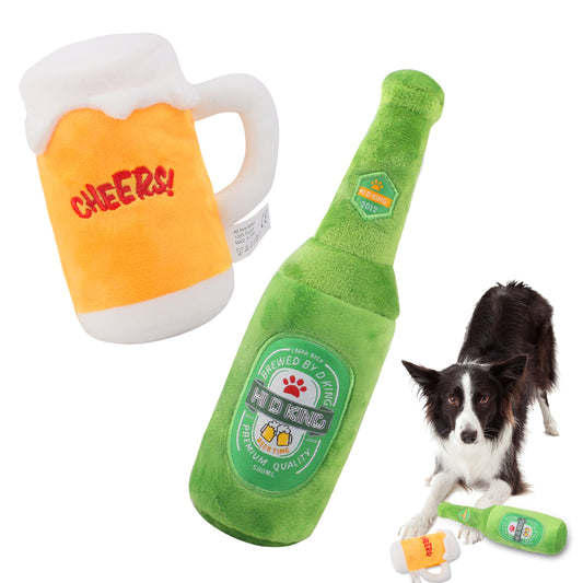 New Squeaking Dog Toy Creative Plush Pet Toy Beer Bottle Beer Cup