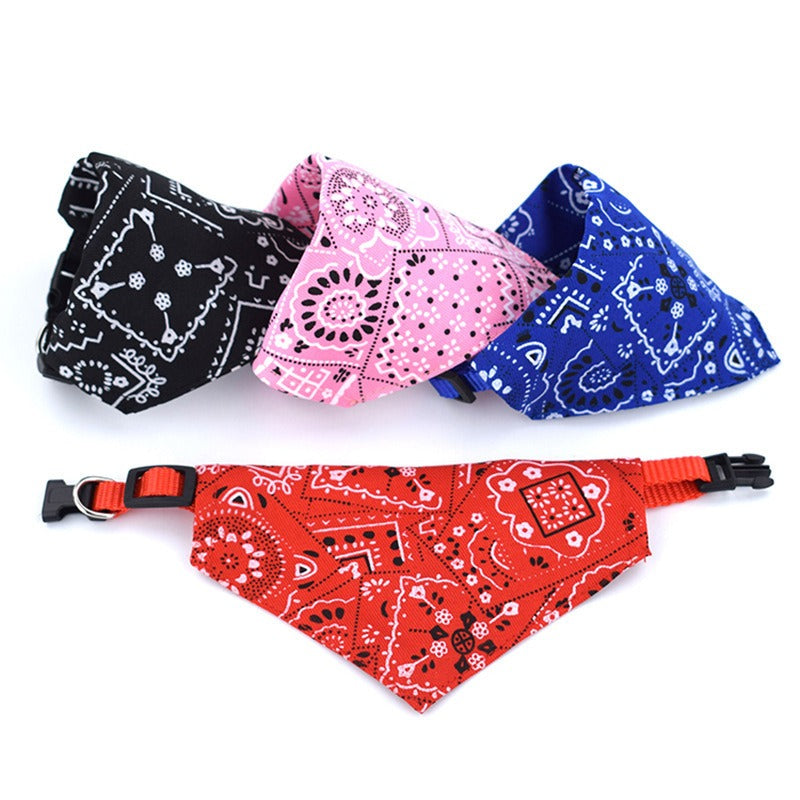 Pet Muzzle Towel Retractable Triangular Towel Collar Printed Triangular Muzzle Towel Pet Supplies