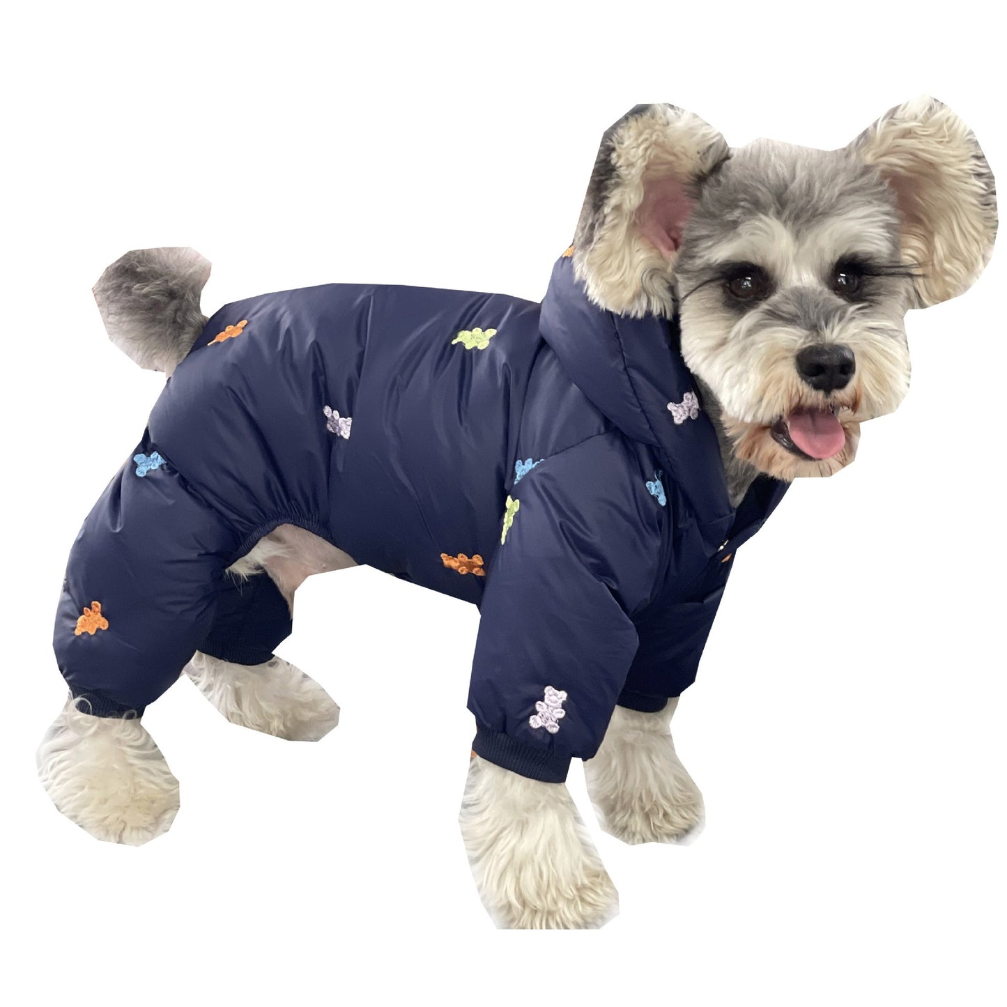 Dog Clothes Thickened In Autumn And Winter Keep Warm Teddy Schnauzer Bomei Bug Bear Hooded Pet Four Legged Down Jacket