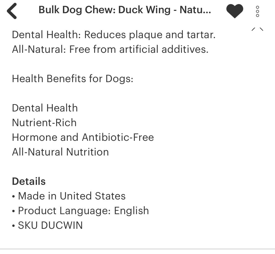 Duck Wings, Dog Treats