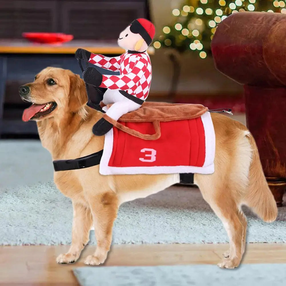 Pet Dog Santa Claus Riding Costume Pet Clothing Flannel Saddle-shaped Pet Cats Dogs Clothes