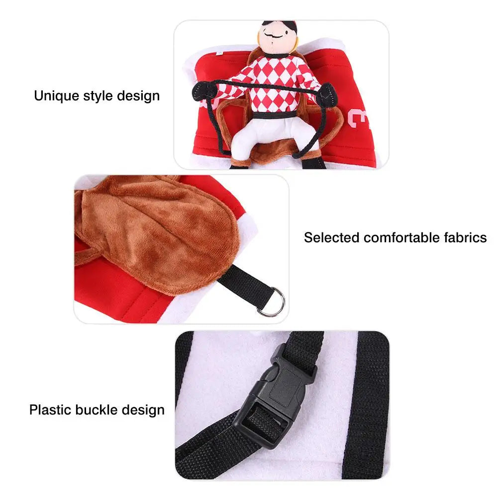 Pet Dog Santa Claus Riding Costume Pet Clothing Flannel Saddle-shaped Pet Cats Dogs Clothes